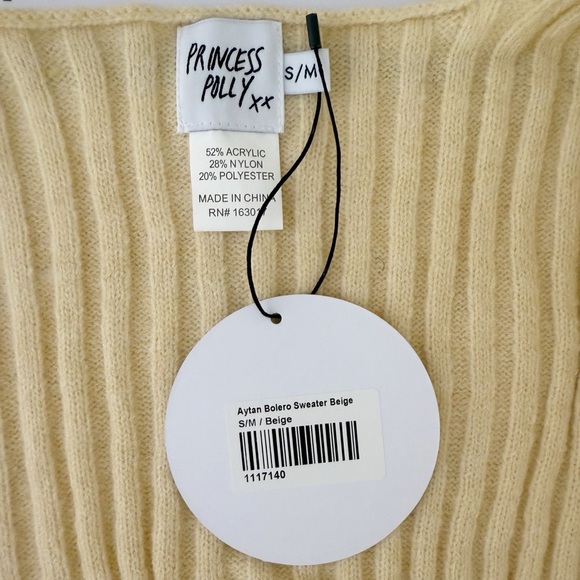 Oh Polly Aytan Cropped Bolero Long Sleeve Sweater in Beige Size Small Medium S/M - Picture 7 of 12